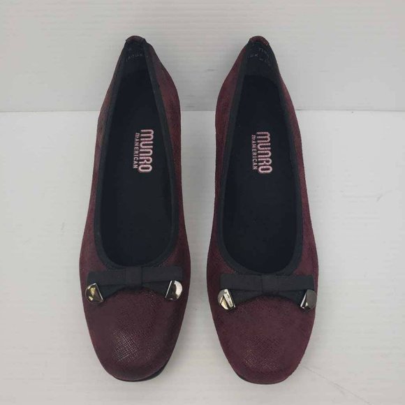 Munro American Womens Randa Heels Deep Wine Leather Textured Slip On Low 6 M New - Picture 9 of 16